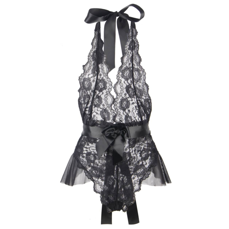 QUEEN LINGERIE - TEDDY ESCOTADO DE ENCAJES S/M