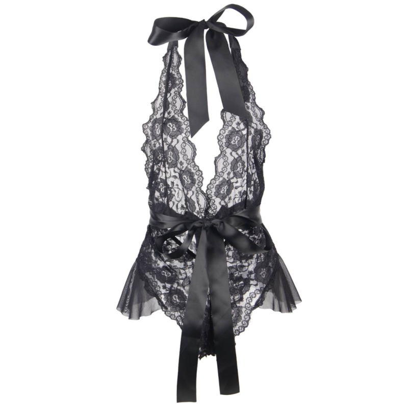 QUEEN LINGERIE - TEDDY ESCOTADO DE ENCAJES S/M