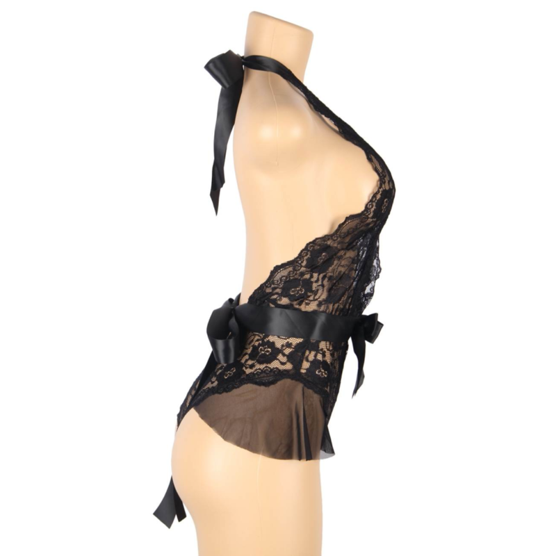 QUEEN LINGERIE - TEDDY ESCOTADO DE ENCAJES S/M