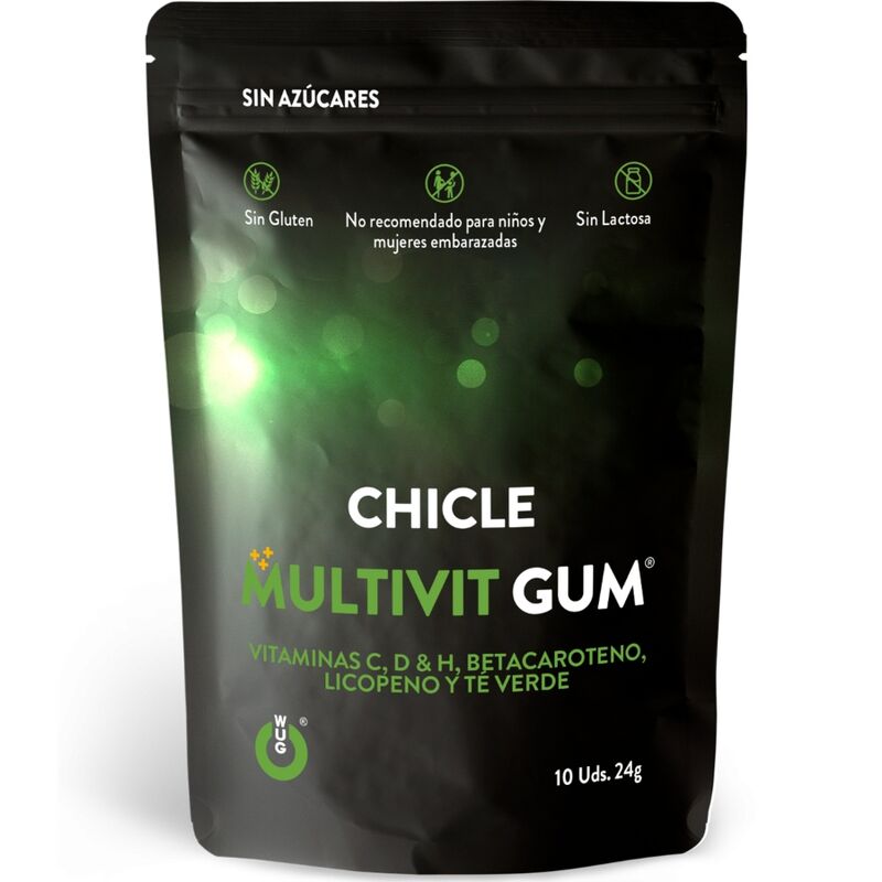 WUG GUM - MULTIVIT CHICLE VITAMINA C, H, D, BETACAROTENO, LICOPENO Y TÉ VERDE 10 UNIDADES