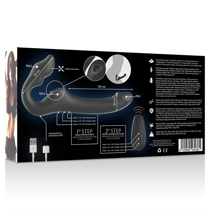 IBIZA - VIBRADOR STRAPLESS CONTROL REMOTO 3 MOTORES 1000 COMBINACIONES.