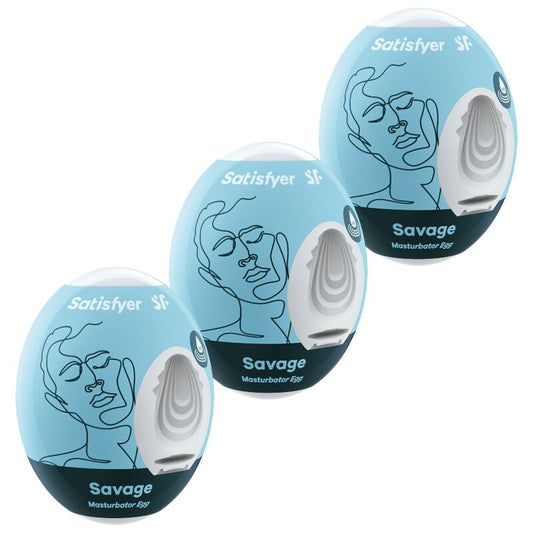 SATISFYER - 3 HUEVOS MASTURBADORES SAVAGE