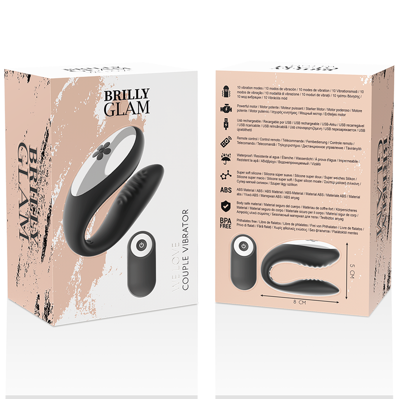 BRILLY GLAM - WE LOVE VIBRADOR PARA PAREJAS CONTROL REMOTO NEGRO