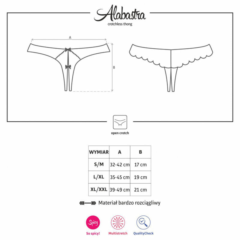 OBSESSIVE - ALABASTRA SEXY CROTCHLESS PANTY WHITE L/XL 