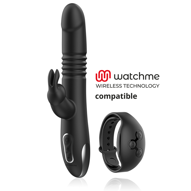 BLACK&SILVER - KENJI VIBRADOR RABBIT UP & DOWN COMPATIBLE CON WATCHME