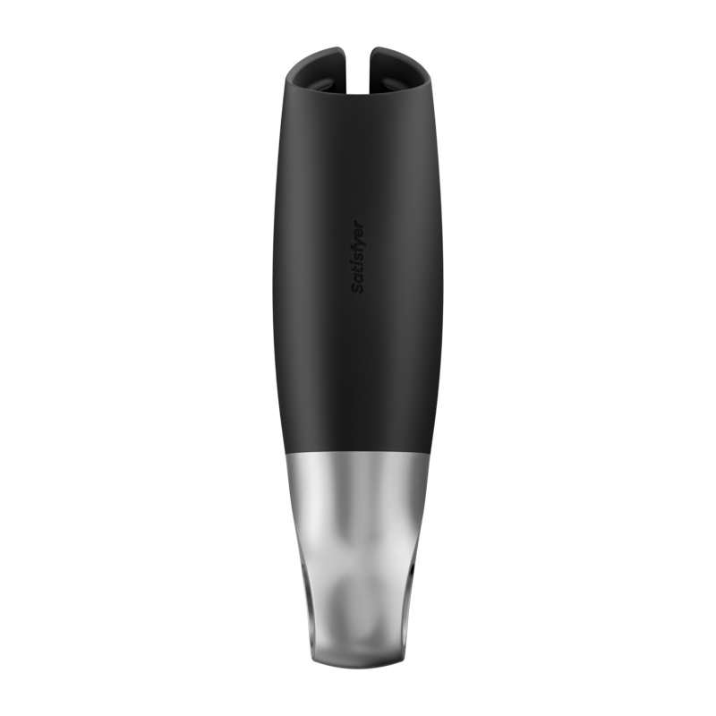 SATISFYER - POWER MASTURBATOR BLACK AND SILVER