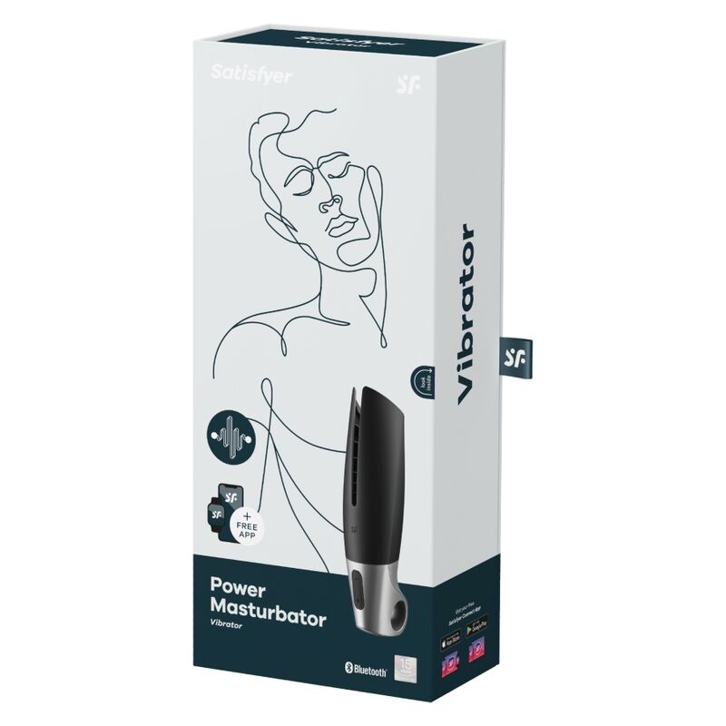 SATISFYER - POWER MASTURBATOR BLACK AND SILVER