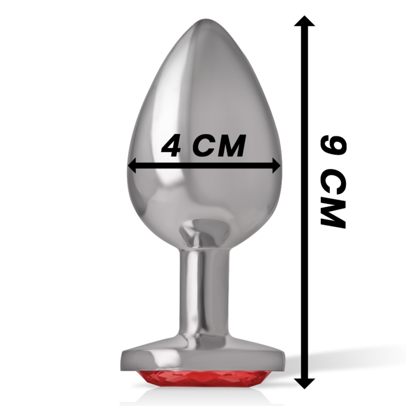 INTENSE - ALUMINUM METAL ANAL PLUG WITH RED CRYSTAL SIZE L