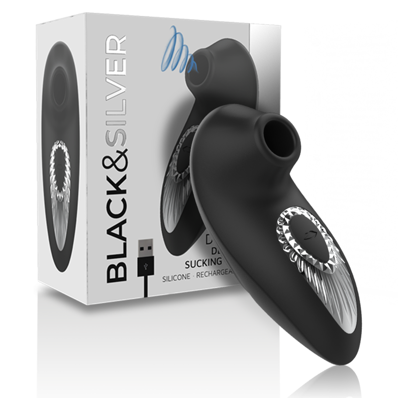 BLACK&SILVER - DRAKE DELUXE SUCKING VIBE SILICONA RECARGABLE NEGRO