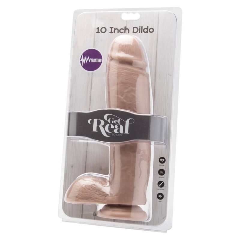 GET REAL - DILDO 25,5 CM CON TESTICULOS VIBRADOR NATURAL