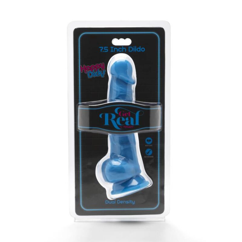 GET REAL - HAPPY DICKS 19 CM WITH BLUE TESTICLES