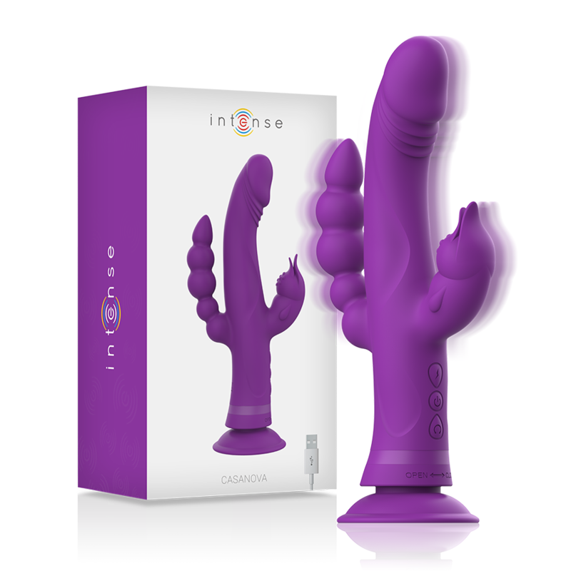 INTENSE - CASANOVA VIBRADOR RABBIT SILICONA TRIPLE MOTOR MORADO