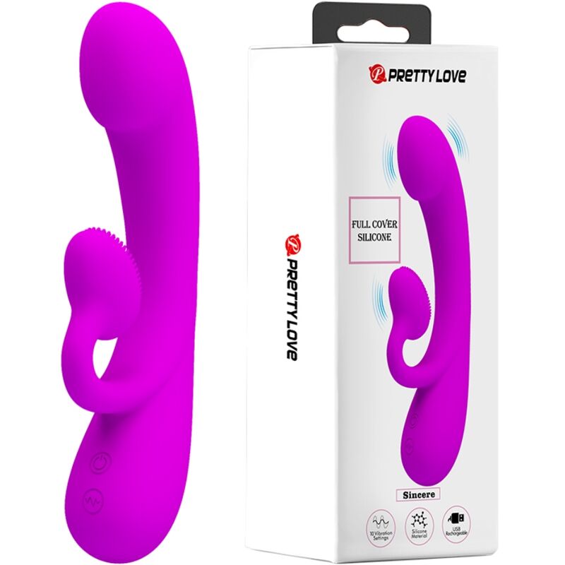 PRETTY LOVE - SINCERE VIBRADOR Y SUCCIONADOR DE CLITORIS SILICONA MORADO