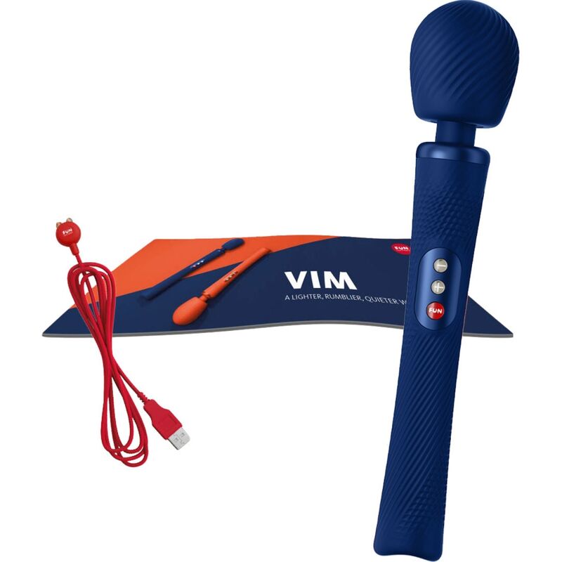 FUN FACTORY - VIM WAND RUMBLE RECHARGEABLE SILICONE VIBRATOR MIDNIGHT BLUE