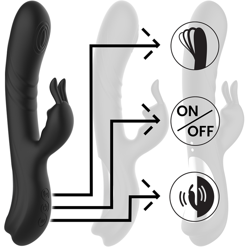 BLACK&SILVER - JAMIE VIBRADOR RABBIT EFECTO WAVE