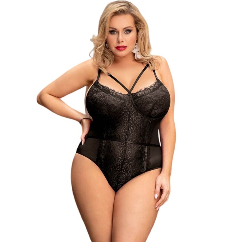 QUEEN LINGERIE - TEDDY ENCAJE NEGRO S/M