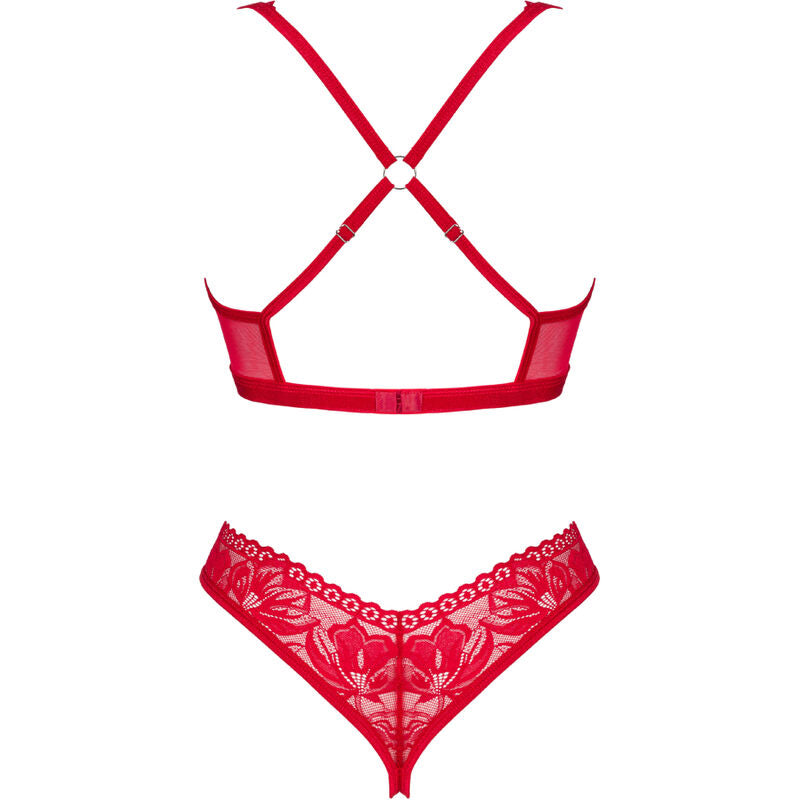 OBSESSIVE - LACELOVE SET DOS PIEZAS CUPLESS ROJO XS/S