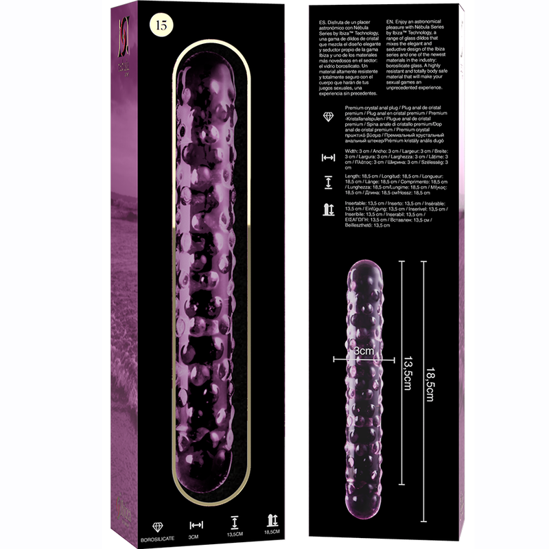 NEBULA SERIES BY IBIZA - MODELO 15 DILDO CRISTAL BOROSILICATO TRANSPARENTE 18.5 CM -O- 3 CM