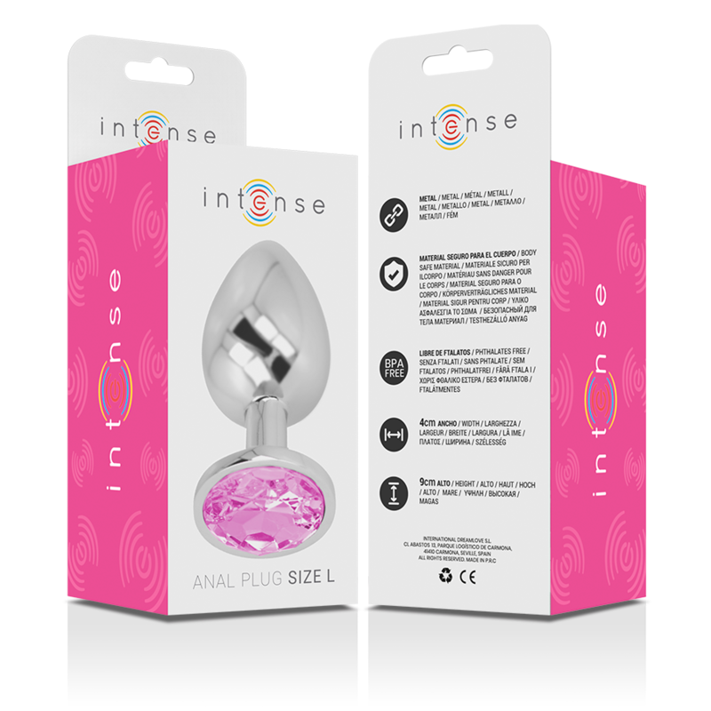 INTENSE - PLUG ANAL METAL ALUMINIO CON CRISTAL ROSA TALLA L