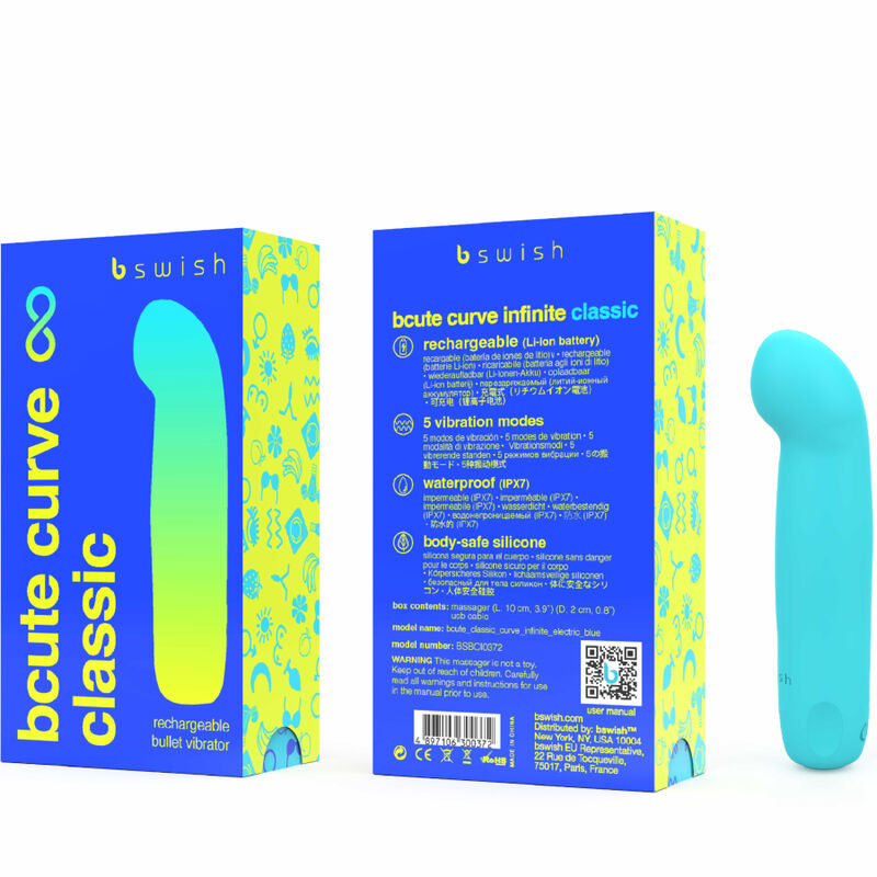 B SWISH - BCUTE CURVE INFINITE CLASSIC RECHARGEABLE VIBRATOR BLUE SILICONE