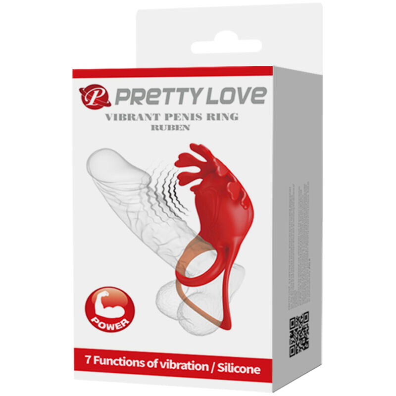 PRETTY LOVE - RUBEN VIBRATOR RING 7 VIBRATIONS SILICONE RED