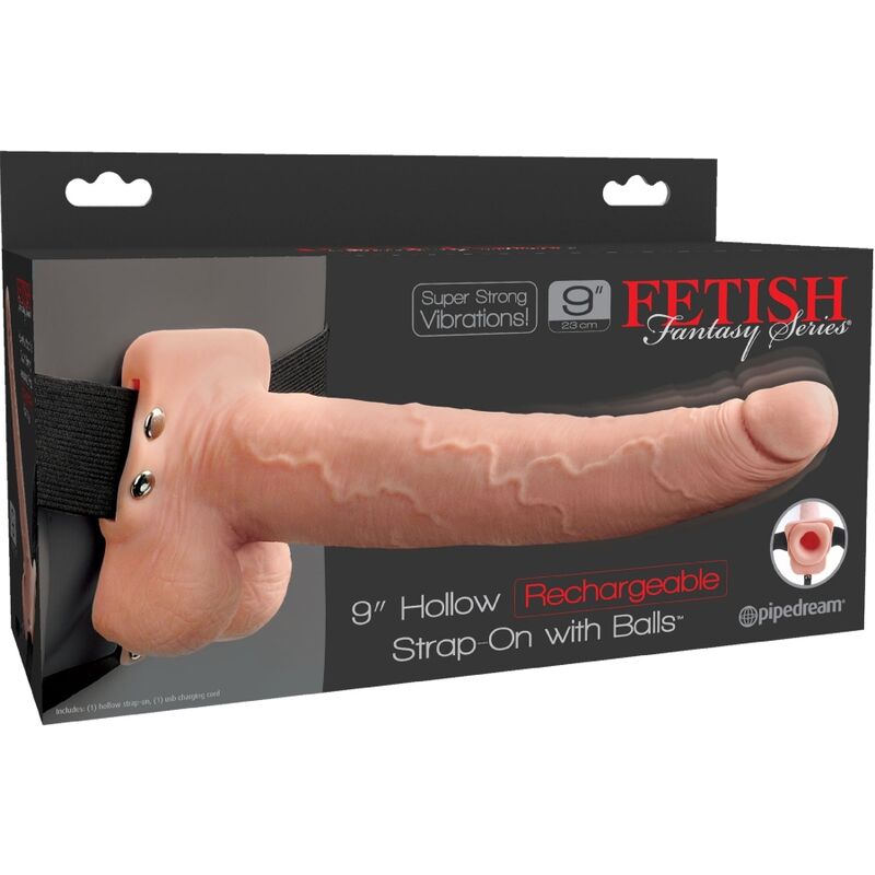 FETISH FANTASY SERIES - ADJUSTABLE HARNESS REALISTIC PENIS WITH RECHARGEABLE TESTICLES AND VIBRATOR 23 CM