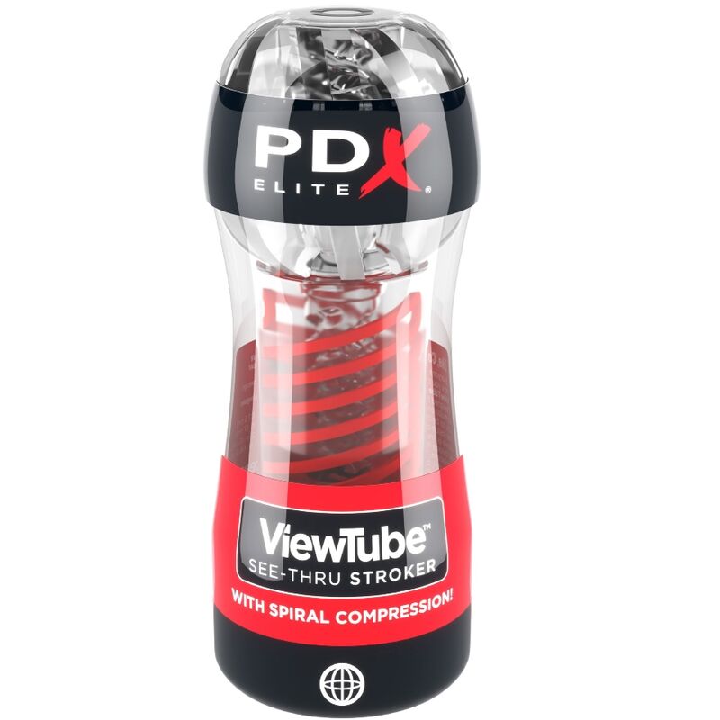 PDX ELITE - STROKER VIEWTUBE 2 TRANSPARENT SPIRAL COMPRESSION MASTURBATOR