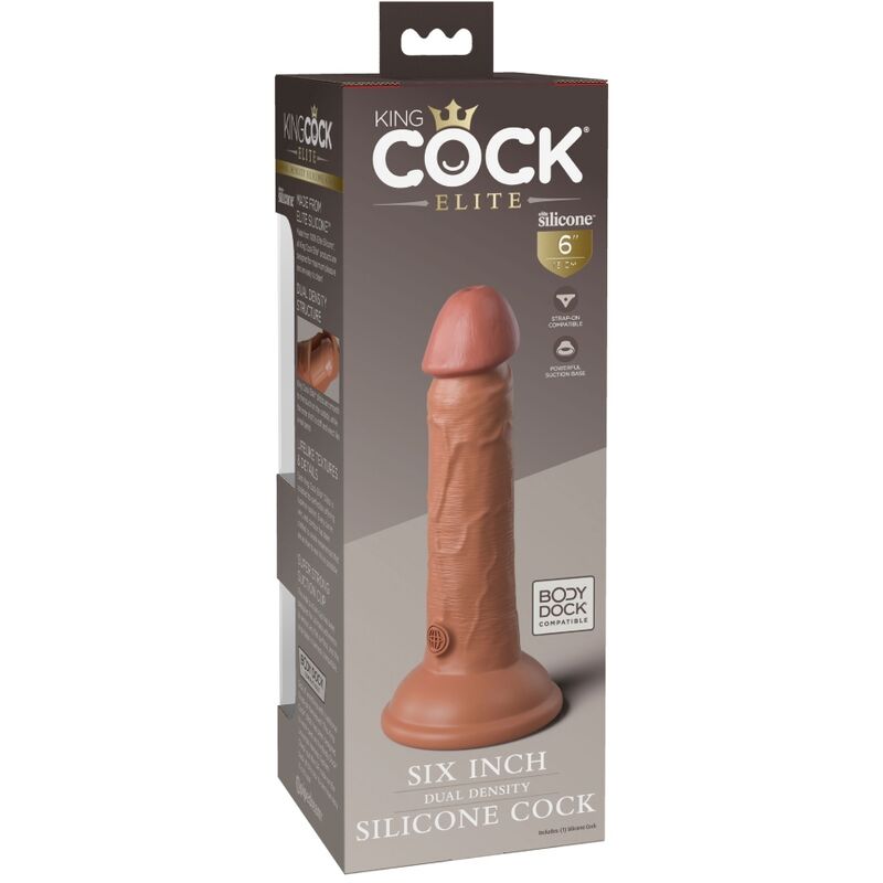 KING COCK - ELITE DILDO REALISTICO SILICONA 15.2 CM CARAMELO