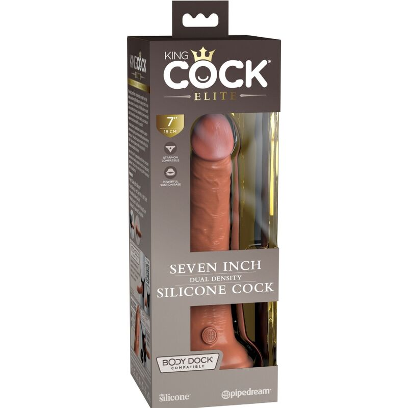 KING COCK - ELITE DILDO REALISTICO SILICONA 17.8 CM CARAMELO