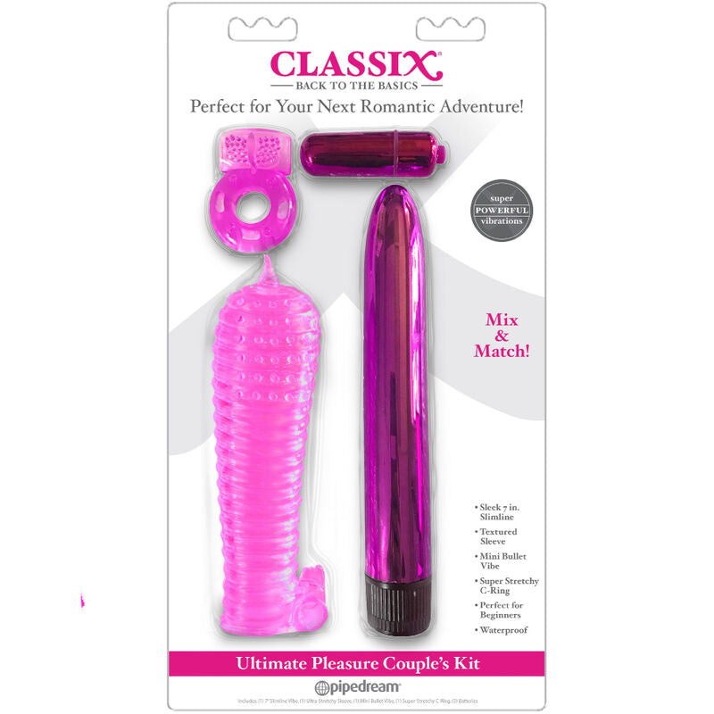 CLASSIX - KIT PARA PAREJAS CON ANILLO, FUNDA Y BALAS ROSA