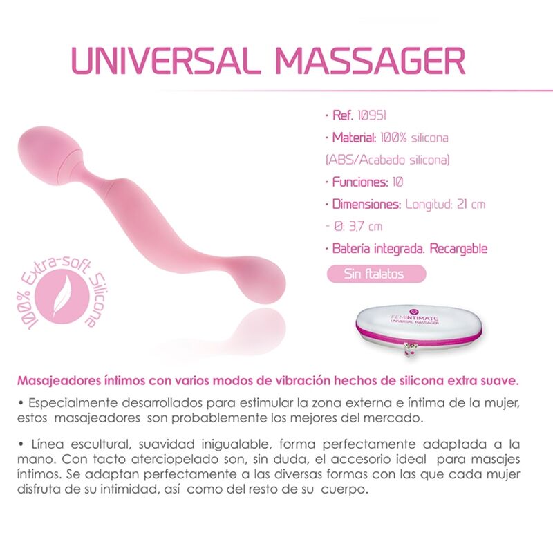 FEMINTIMATE - PINK SILICONE VIBRATOR UNIVERSAL MASSAGER