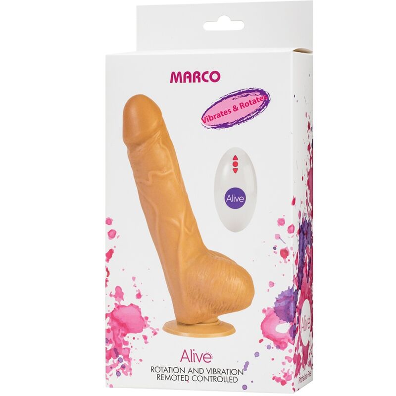 ALIVE - MARCO PENE REALISTICO VIBRADOR & ROTADOR CONTROL REMOTO 19 CM