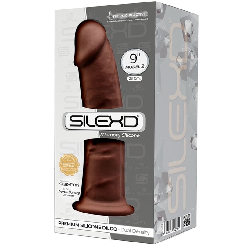 SILEXD - MODELO 2 PENE REALISTICO SILICONA PREMIUM SILEXPAN MARRON 23 CM