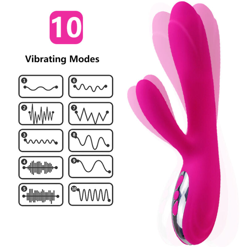 ARMONY - VIBRADOR & ESTIMULADOR FLEXIBLE EFECTO CALOR FUCSIA