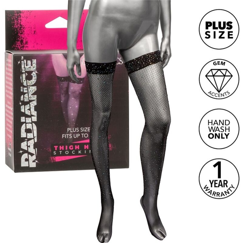 CALEXOTICS - RADIANCE THIGH STOCKINGS Rhinestones LARGE SIZE