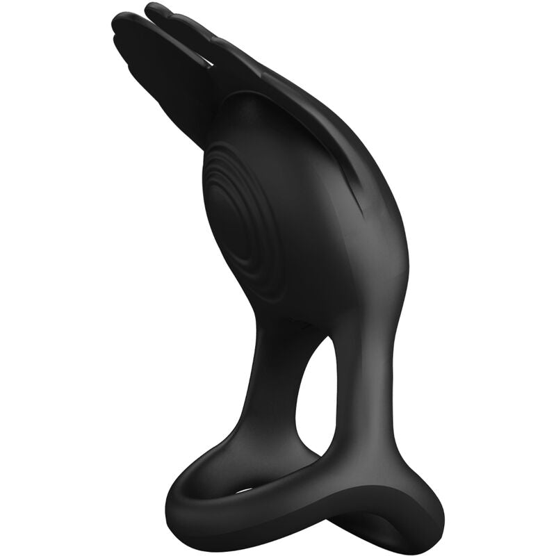 PRETTY LOVE - ANILLO VIBRADOR SILAS 7 VIBRACIONES SILICONA NEGRO