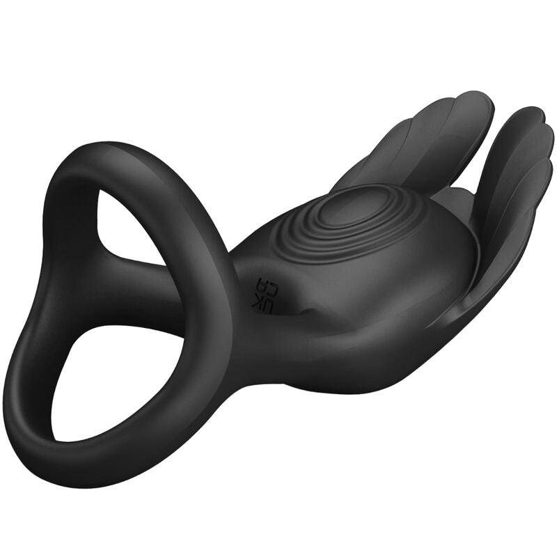 PRETTY LOVE - ANILLO VIBRADOR SILAS 7 VIBRACIONES SILICONA NEGRO