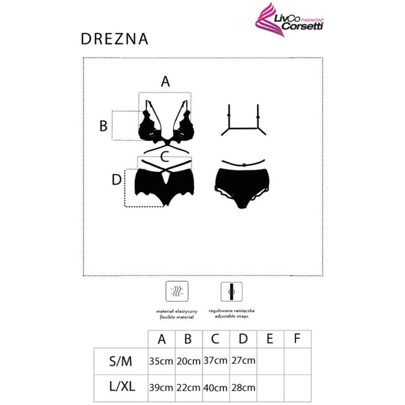 LIVCO CORSETTI FASHION - DREZNA LC 90733 BRA + PANTY BLACK S/M