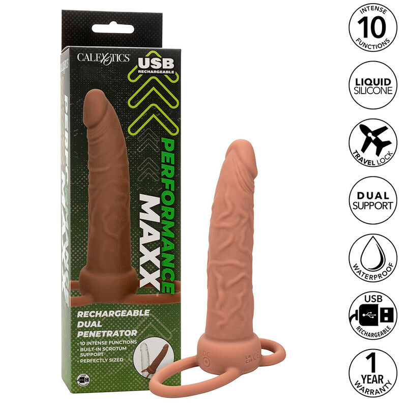 CALEXOTICS - PERFORMANCE MAXX DOBLE PENETRADOR RECARGABLE PIEL MORENO