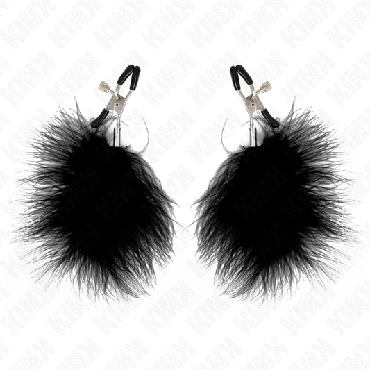 KINK - PINZAS PARA PEZONES CON PLUMA NEGRO 7 CM