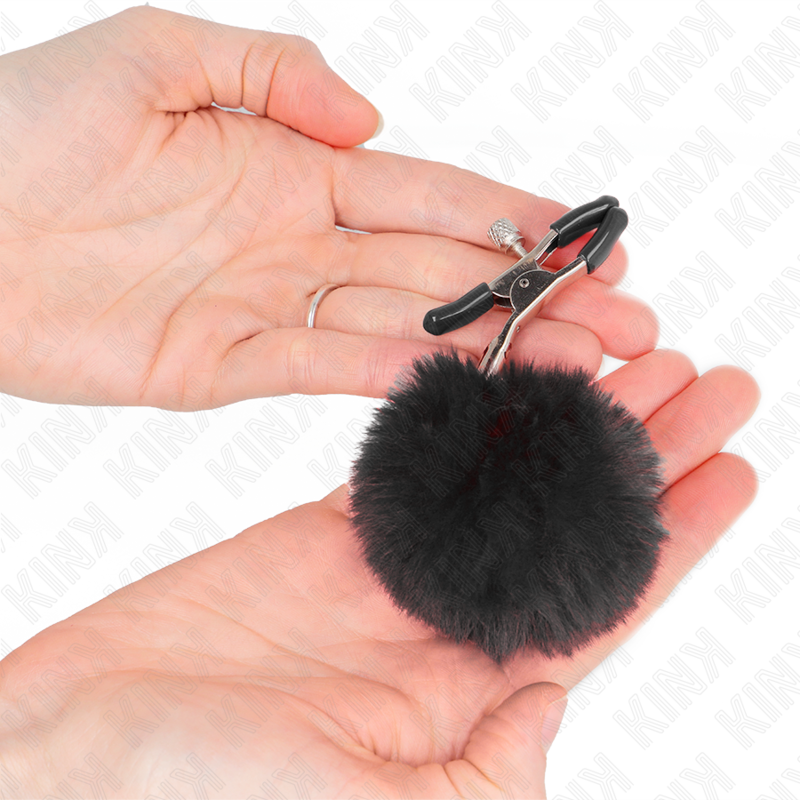 KINK - PINZAS PARA PEZONES CON POMPÓN NEGRO 6 CM