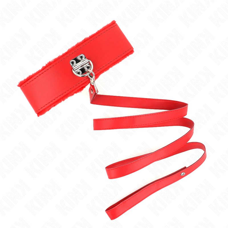 KINK - COLLAR CON CORREA 116 CM CON TACHUELAS PLATEADAS MODELO 4 ROJO AJUSTABLE 40-48 CM X 6 CM