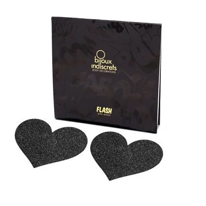 BIJOUX - INDISCRETS PEZONERAS FLASH CORAZÓN NEGRO