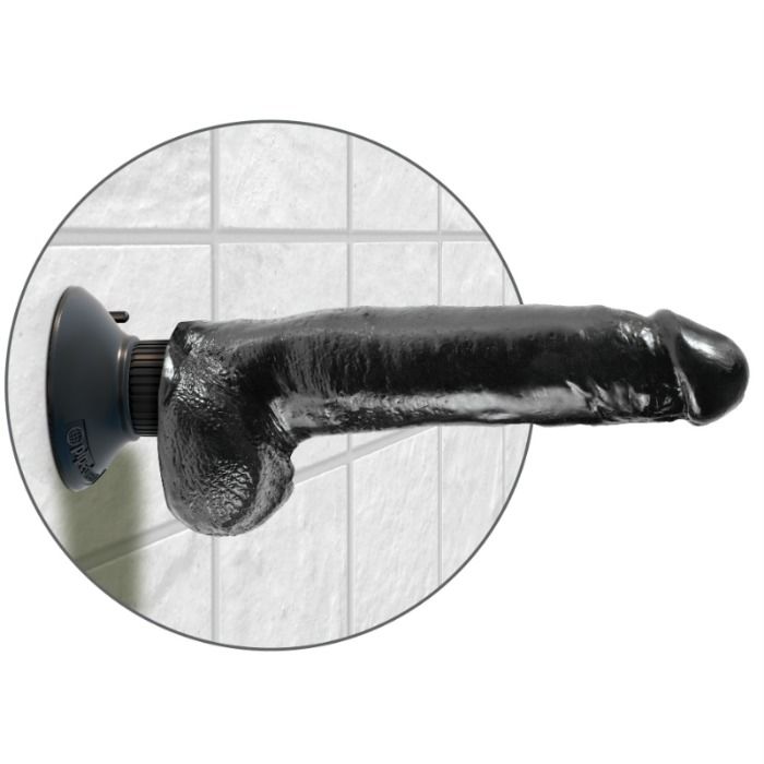 KING COCK - DILDO VIBRADOR CON TESTICULOS 23 CM NEGRO