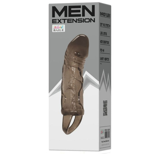 BAILE - FUNDA EXTENSORA PENE CON STRAP PARA TESTICULOS NEGRO 13.5 CM