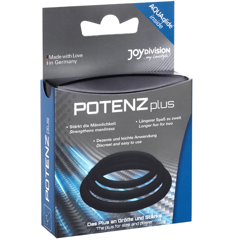 JOYDIVISION POTENZDUO - PLUS PACK 3 BLACK PENIS RINGS - S, M, L