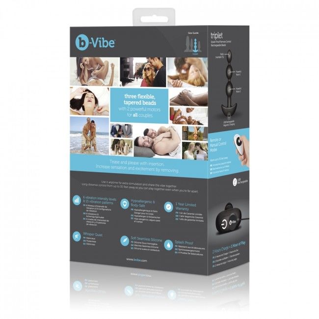 B-VIBE - TRIPLET ANAL CONTROL REMOTO BEADS NEGRO