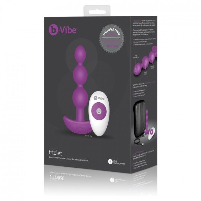 B-VIBE - TRIPLET ANAL CONTROL REMOTO BEADS ROSA