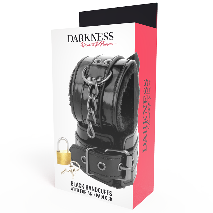 DARKNESS - ESPOSAS CUERO AJUSTABLES MANOS NEGRO CON CANDADO