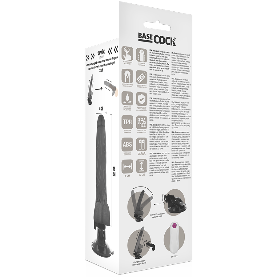 BASECOCK - VIBRADOR REALISTICO CONTROL REMOTO NATURAL 19 CM -O- 4 CM